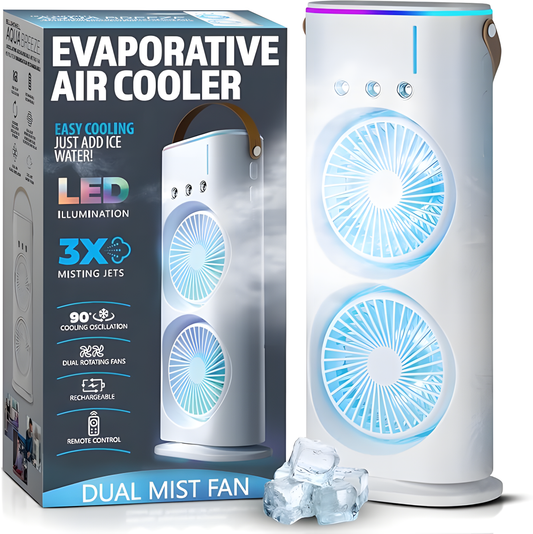 4000mAh Double Ended Spray Fan, Cold Air Fan, 2025 New 3 Gears USB Rechargeable Oscillating fan with LED Light Cooler Fan, Touch & Remote Control, 280ml Water Tank, Ice Filling Fan