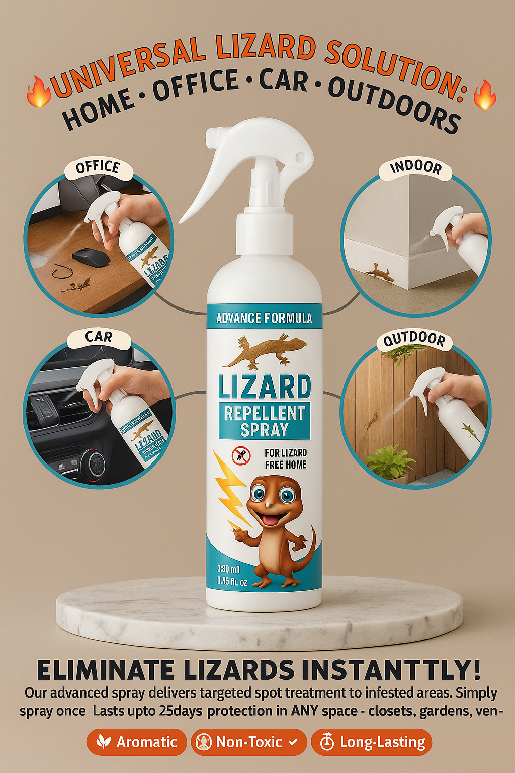 Advance Formula Lizard Repellent Spray-Plant-Powered Home Protection(250ml*2) - Hommzy 